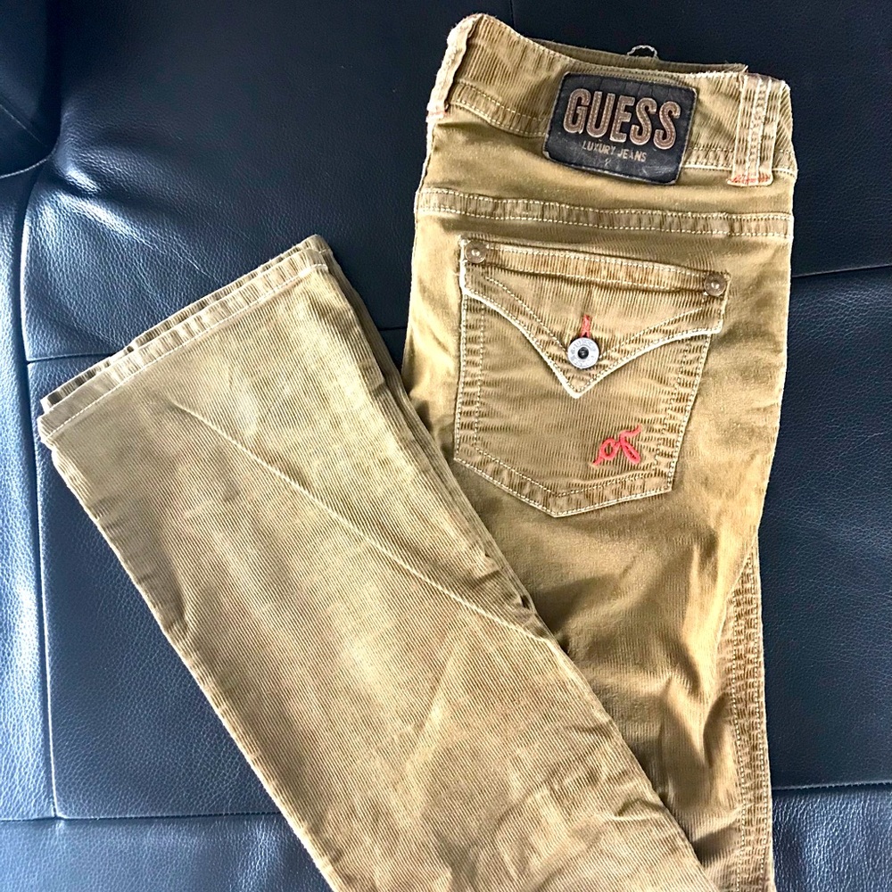 GUESS NWOT corduroy olive straight pants SZ 27